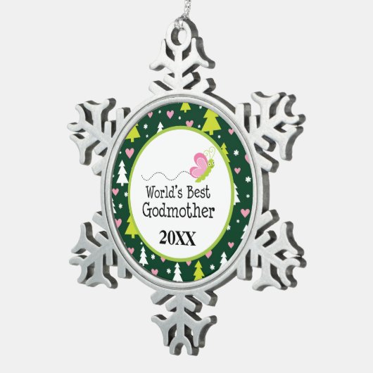 Die Patin-Weihnachtsgeschenk der Welt bestes Schneeflocken Zinn-Ornament (Rechts)