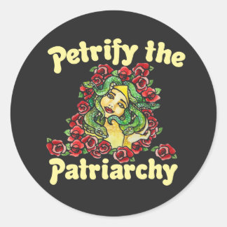 Die patriarchalische feministische Medusa verheili Runder Aufkleber