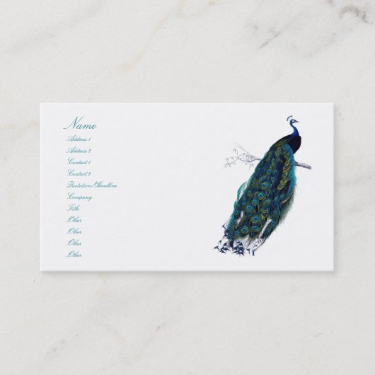 Die Peacock-Sammlung Visitenkarte (Vorderseite)