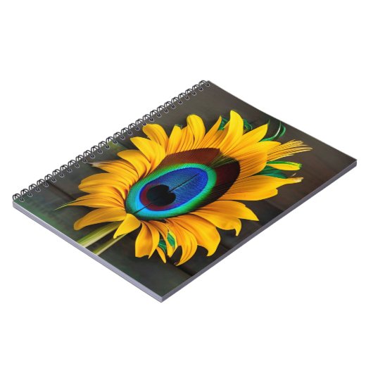 Die Peacock Sun Feather-Blume Notizblock (Linke Seite)