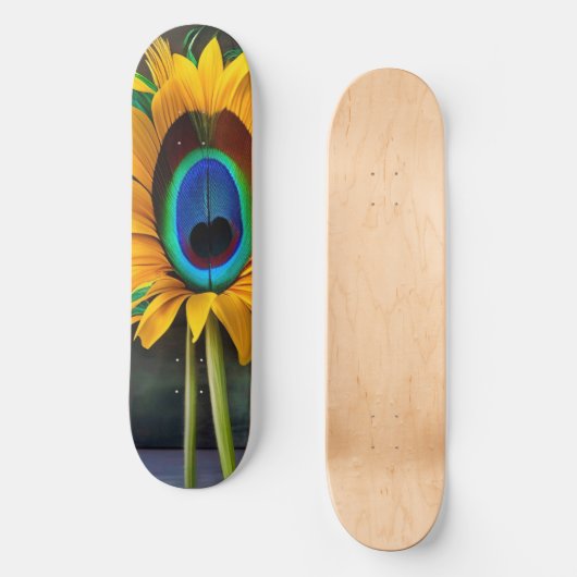 Die Peacock Sunfeather-Blume Skateboard (Vorderseite)