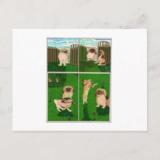 Die Pekingese Feiertagspostkarte (Vorderseite)