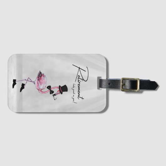 Die Pensionierung steht dir gut! Dapper Pink Flami Gepäckanhänger (Vorderseite (Horizontal))