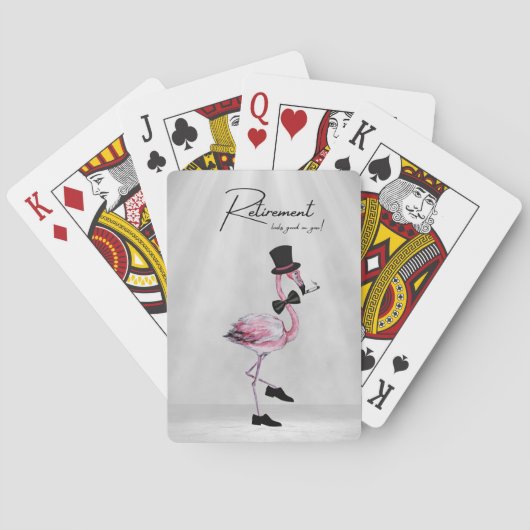Die Pensionierung steht dir gut! Dapper Pink Flami Spielkarten (Rückseite)