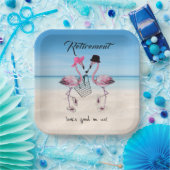 Die Pensionierung steht uns gut! Flamingo am Stran Pappteller (Party)