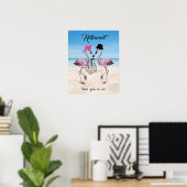 Die Pensionierung steht uns gut! Flamingo am Stran Poster (Heimbüro)