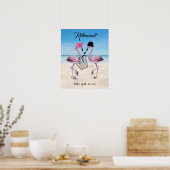Die Pensionierung steht uns gut! Flamingo am Stran Poster (Küche)