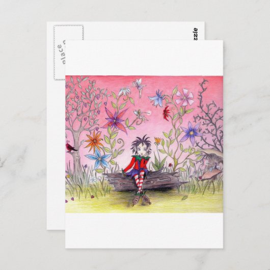 Die pensive Elf Postkarte (Vorne/Hinten)