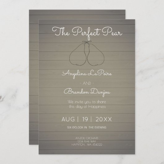 Die perfekte Birne - Orchard-Hochzeit Einladung (Vorne/Hinten)