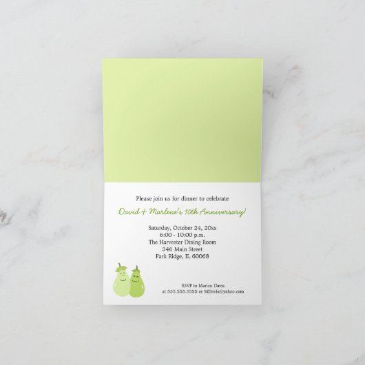 Die perfekte birnenweiche Jubiläumskarte Einladung (Innenseite)