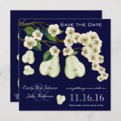 Die perfekte, blühende Birne Save the Date Einladung (Vorne/Hinten)