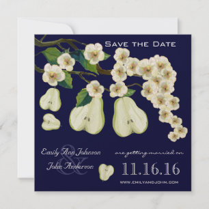 Die perfekte, blühende Birne Save the Date Einladung