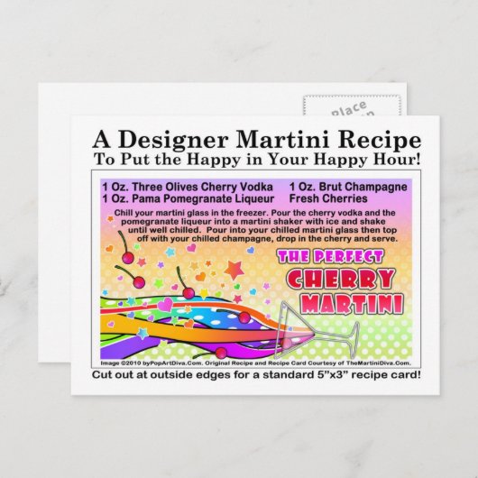 Die perfekte Cherry Martini Rezept Postkarte (Vorne/Hinten)