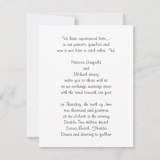 Die perfekte Einladung zum Hochzeitsfeiern am Stra (Rückseite)