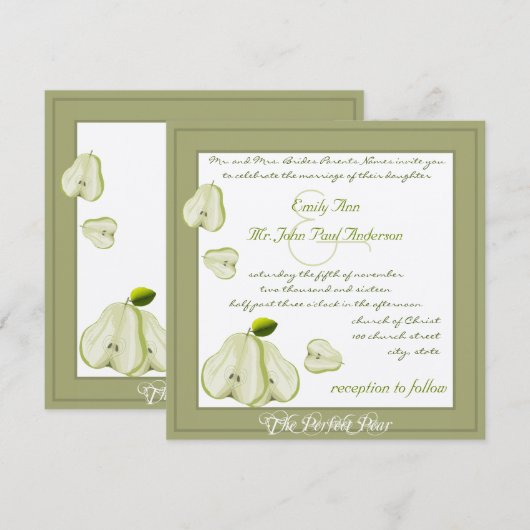 Die perfekte Einladung zur Birnenhochzeit (Vorne/Hinten)