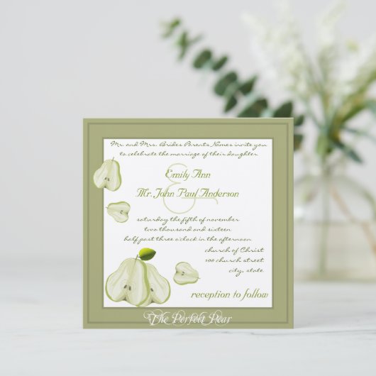 Die perfekte Einladung zur Birnenhochzeit (Stehend Vorderseite)