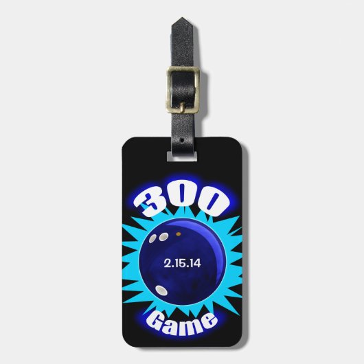 Die perfekte Game Bowling Ball Tasche Gepäckanhänger (Vorderseite vertikal)