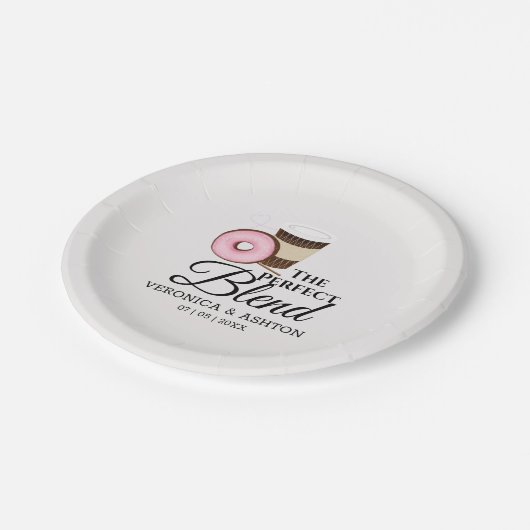 Die perfekte Mischung aus Kaffee und Donut | Hochz Pappteller (Schrägansicht)