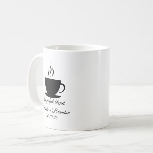 Die perfekte Mischung aus Niedlicher Hochzeit Kaffeetasse (Vorderseite Links)