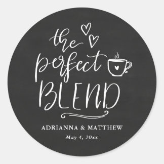 Die perfekte Mischung Coffee Lover Tafelkreide Hoc Runder Aufkleber