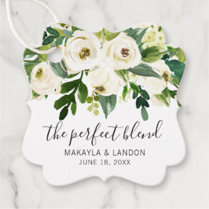 Die perfekte Mischung Elegante weiße florale Hochz Geschenkanhänger