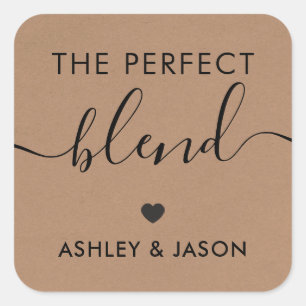 Die perfekte Mischung für Kaffeeaufkleber, Hochzei Quadratischer Aufkleber