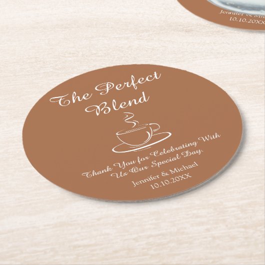 die perfekte Mischung ,Hochzeit danke braunen Chic Runder Pappuntersetzer (Angewinkelt)