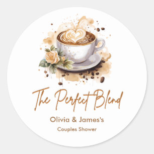 Die perfekte Mischung Kaffee-Hochzeit-Paar-Shower  Runder Aufkleber