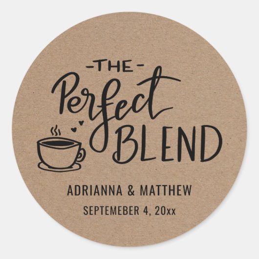 Die perfekte Mischung | Rustic Kraft Paper Wedding Runder Aufkleber (Vorderseite)