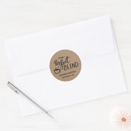 Die perfekte Mischung | Rustic Kraft Paper Wedding Runder Aufkleber (Umschlag)