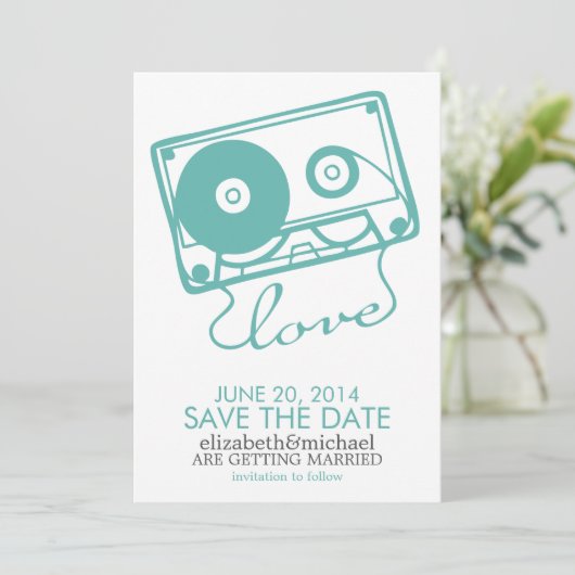 Die perfekte Mix-Hochzeit speichert das Datum {aqu Save The Date (Stehend Vorderseite)