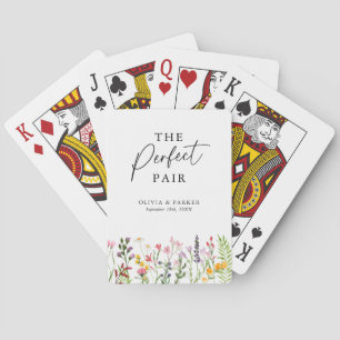 Die perfekte Paar-Wildblumen-Hochzeitsgunst Spielkarten
