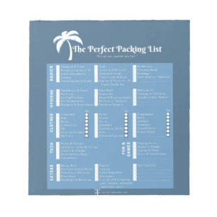 Die perfekte Packliste Notizblock