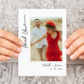 Die perfekte Touch: Black Script Wedding Foto Dankeskarte