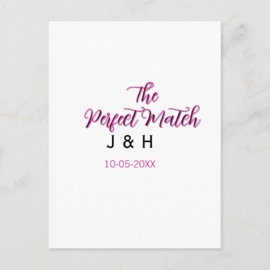 Die perfekte Übereinstimmung rosa schwarzer Name D Postkarte (Vorderseite)