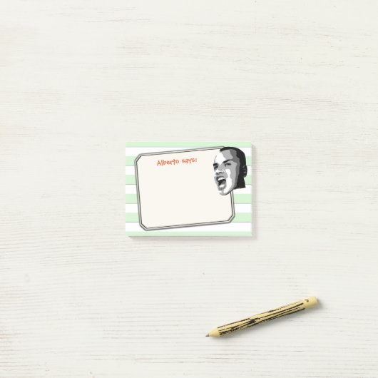 Die Person, die auf Pastellgrün schreit, Stripes Post-it Klebezettel (Auf Schreibtisch)