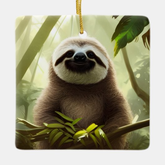 Die Personalisierte Sloth Digital Art Keramikornament (Vorderseite)