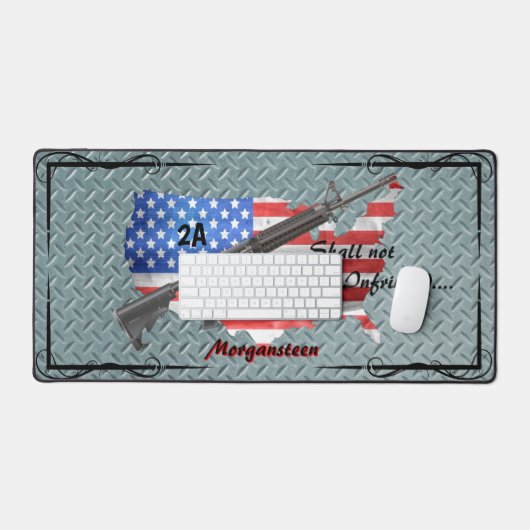 Die personalisierte US-Flagge AR15 darf nicht verl Schreibtischunterlage (Tastatur & Maus)