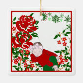 Die Personalisierte Weihnachtskunst des Babys schl Keramikornament (Rückseite)