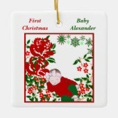 Die Personalisierte Weihnachtskunst des Babys schl Keramikornament (Vorderseite)