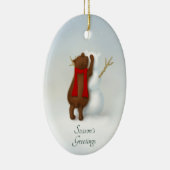 Die Personalisierte Winterlandschaft des Snowbären Keramik Ornament (Rechts)