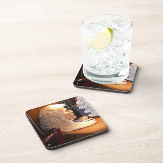 "Die Perücke des Rechtsanwalts " Getränkeuntersetzer (Rechte Seite)