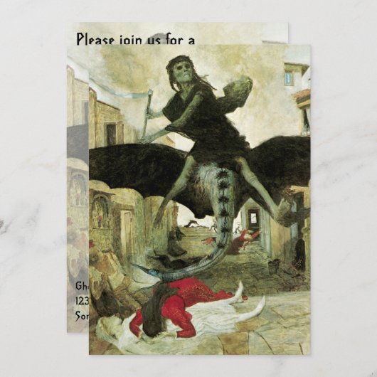 Die Pest von Arnold Bocklin, Halloween-Party Einladung (Vorne/Hinten)