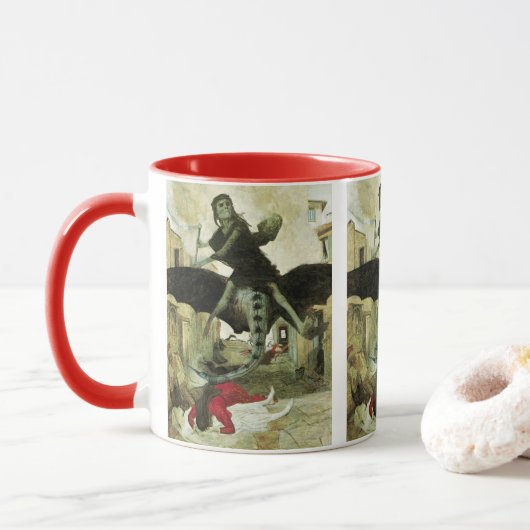 Die Pest von Arnold Bocklin, Vintager Symbolismus Tasse (Mit Donut)