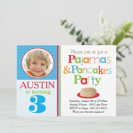 Die Pfannkuchen-u. die Pyjama-Party Einladung des (Stehend Vorderseite)