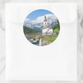 Die Pfarrkirche Ramsau in Bayern Runder Aufkleber (Tasche)