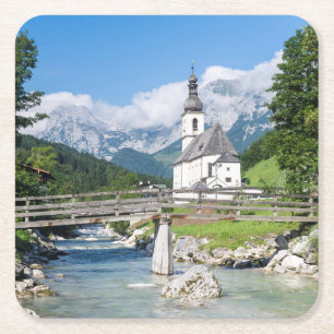 Die Pfarrkirche von Ramsau Rechteckiger Pappuntersetzer