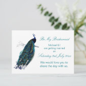 Die Pfauensammlung ist meine Bridesmaid Einladung (Stehend Vorderseite)