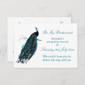 Die Pfauensammlung ist meine Bridesmaid Einladung (Vorne/Hinten)