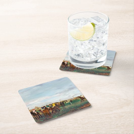 Die Pferderennen, Edgar Degas Rechteckiger Pappuntersetzer (Vor Ort)